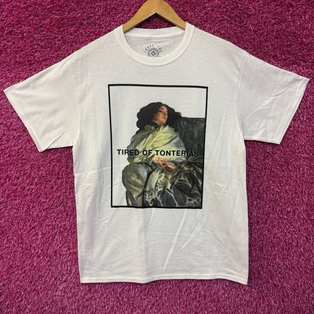 Tired of Tonterias Hispanic Pop Art Trust the Universe Tee M